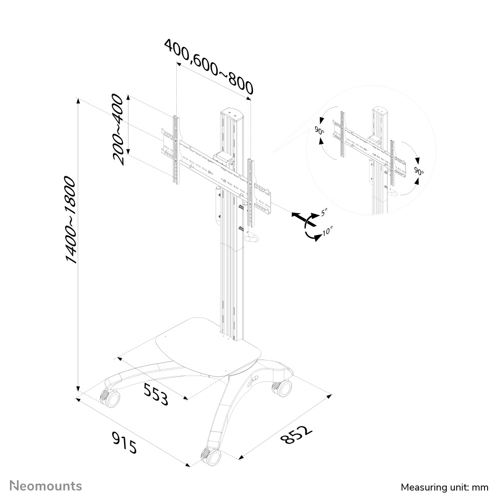 Neomounts PLASMA-M2000 Carrello TV 37-85"